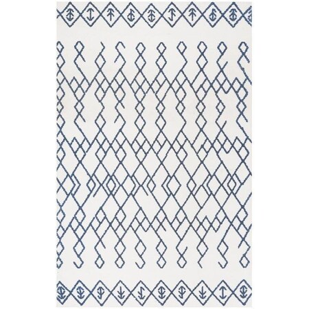 Safavieh Cedar Brook Hand Loomed Square Area Rug, Ivory and Navy - 6 x 6 ft. CDR501C-6SQ